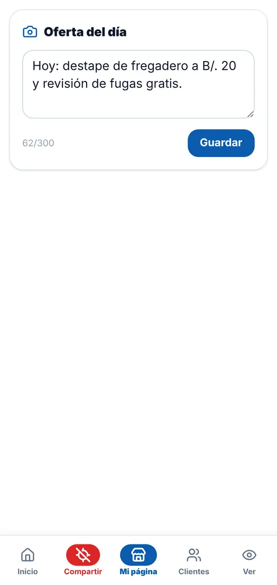 El botón Mi página: Oferta del día