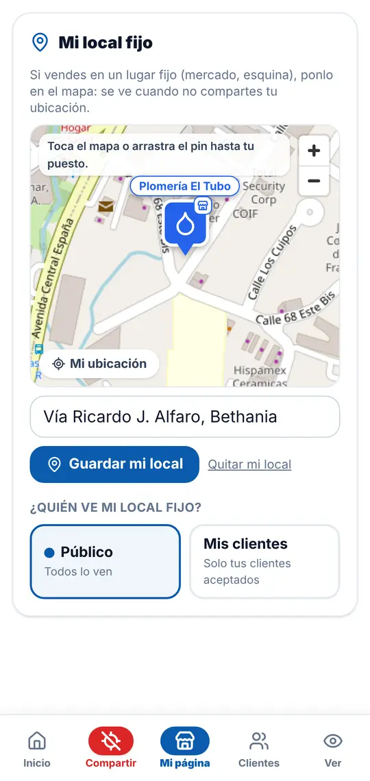 Mi página › Mi local fijo