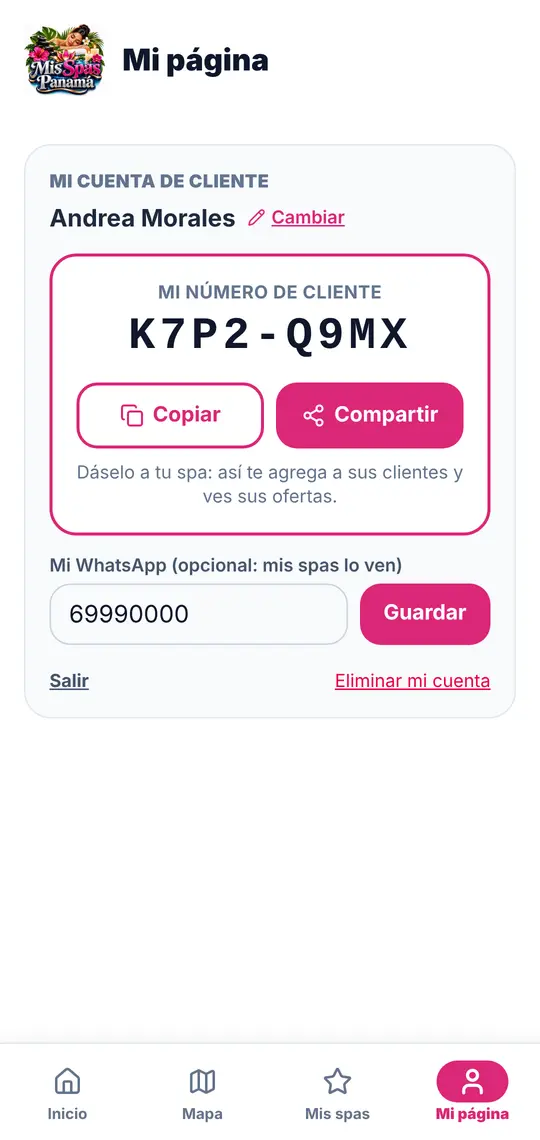 El botón Mi página