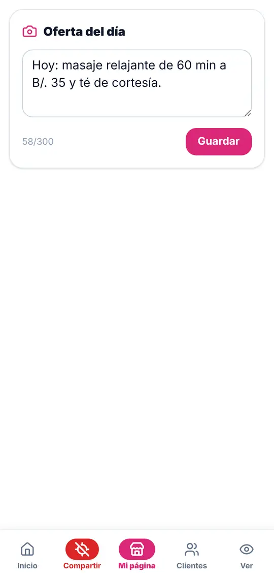 El botón Mi página: Oferta del día