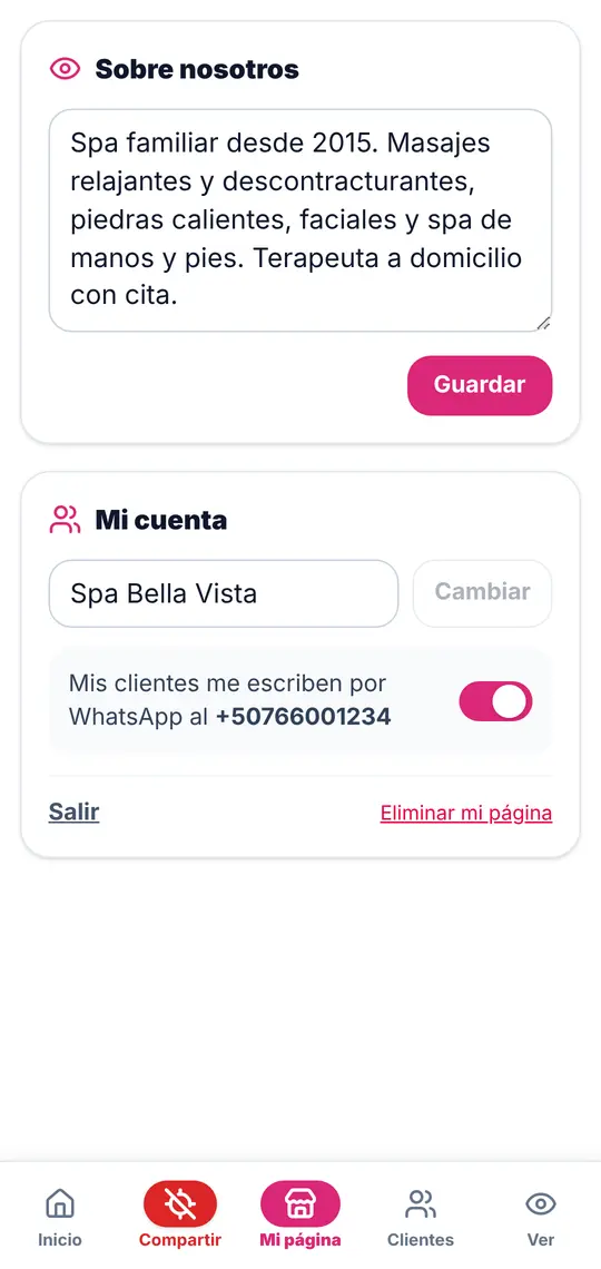 Mi página › Sobre nosotros y Mi cuenta