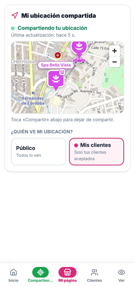 El botón Compartir