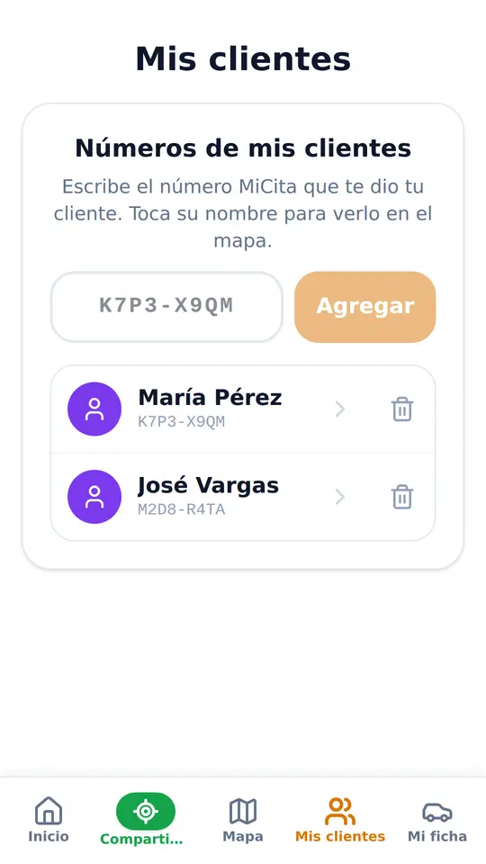 El botón Mis clientes
