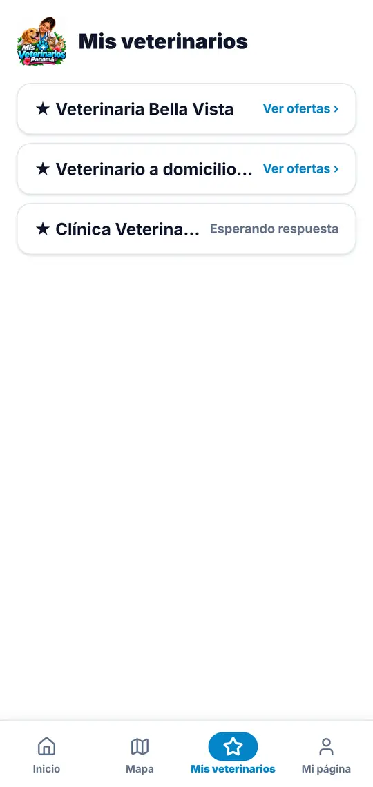 El botón Mis veterinarios