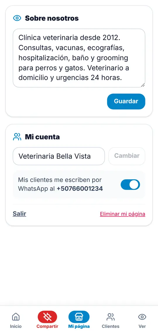 Mi página › Sobre nosotros y Mi cuenta