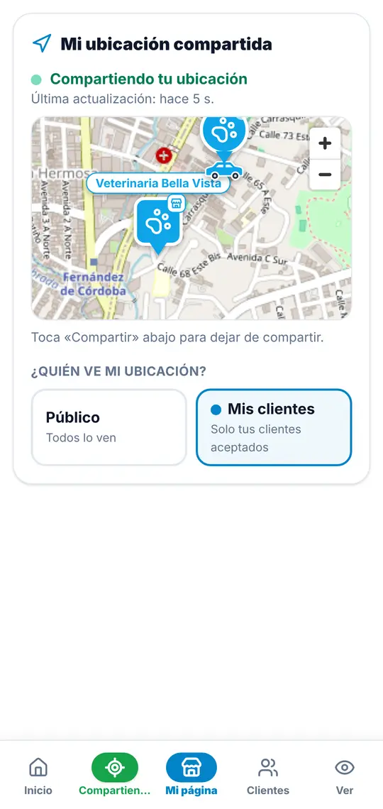 El botón Compartir